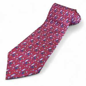 Vinyard Vines Martha's Vinyard 100% Silk Tie Wine Bottle Glass Grapes‎ Print USA